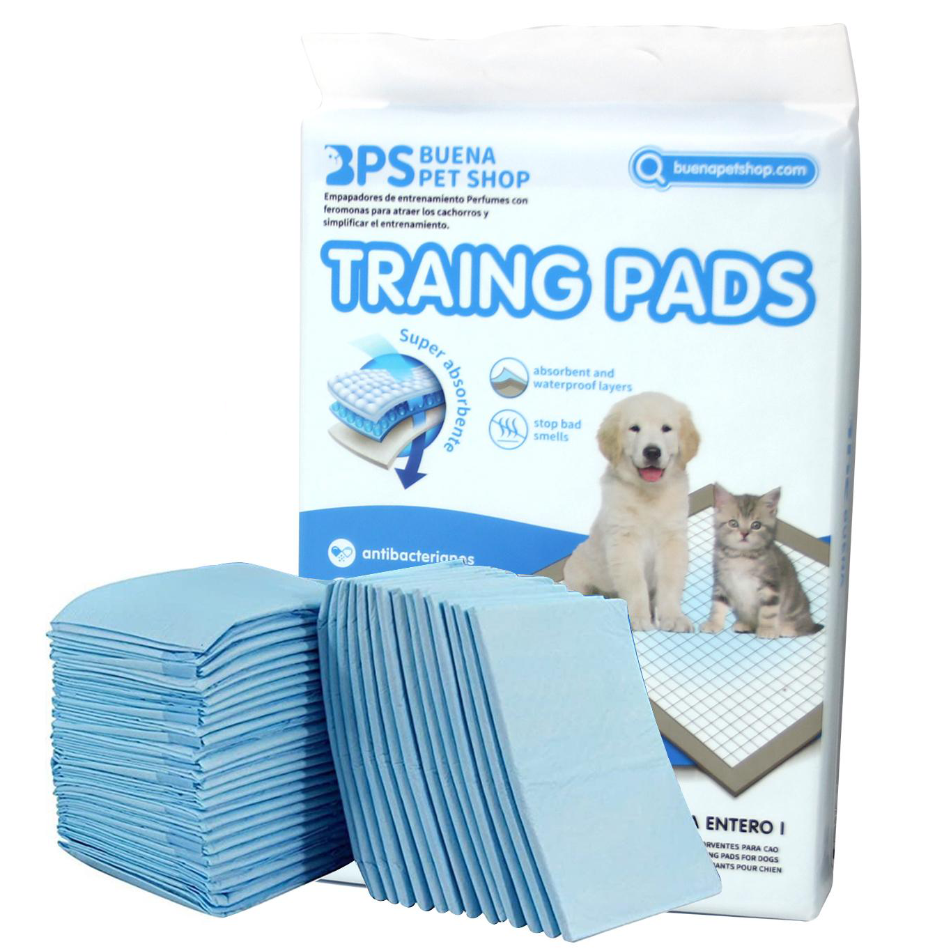 BPS® Empapadores de Entrenamiento Feromona para cachorros (2 Paquetes) 40x50cm.